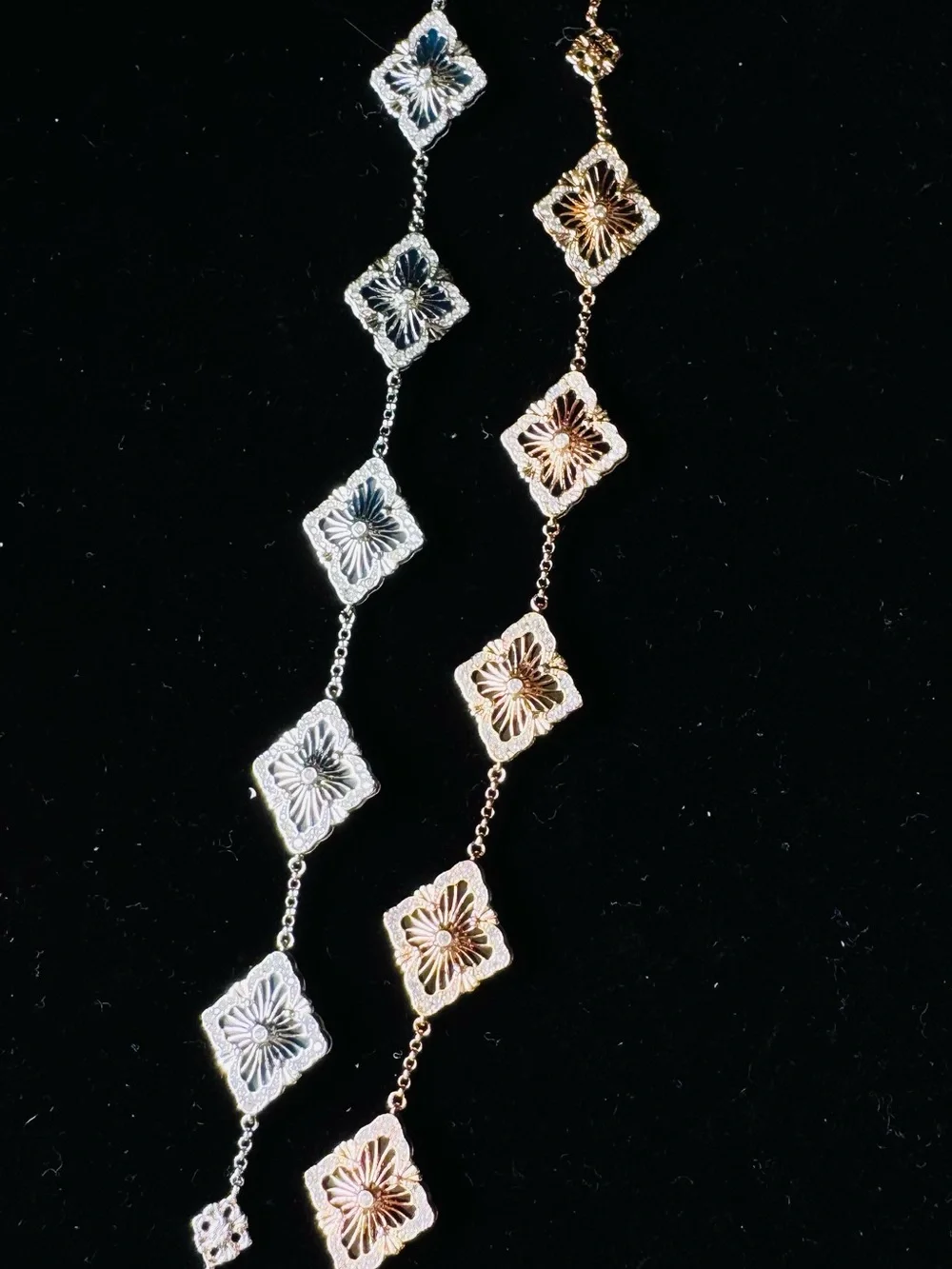 Silver Floral Square Link Bracelet - Women's Jewelry— blue